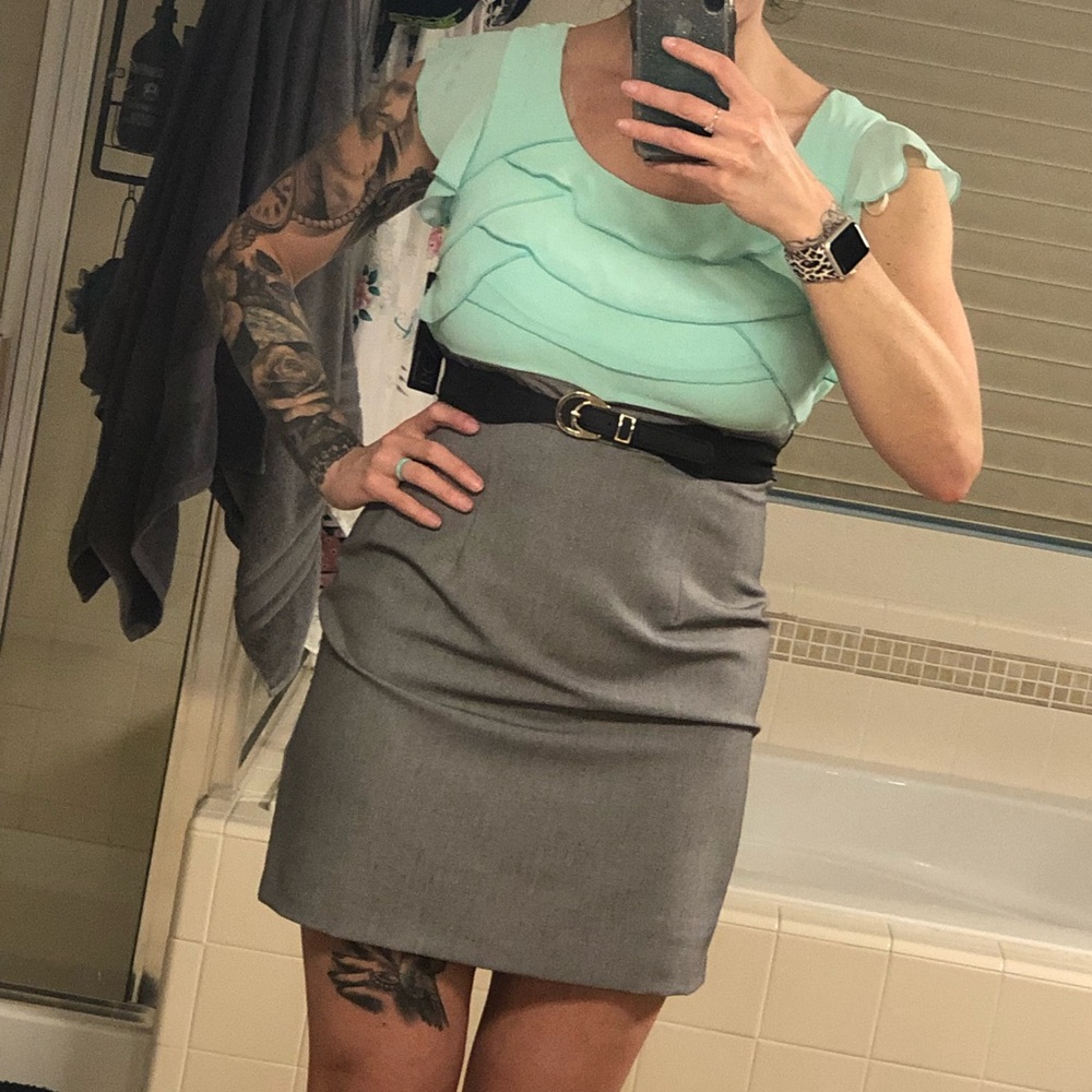 Ruffled top dress with belt